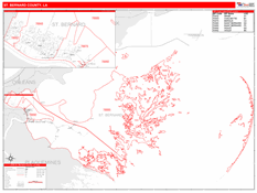 St. Bernard Parish (County), LA Digital Map Red Line Style